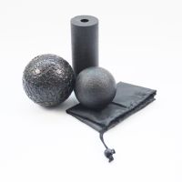 3 in 1 Yoga Massage Set EPP Hollow Yoga Column Foam Roller Blocks Massage Yoga Ball Gym Pilates Exercise Fitness Tool with Bag - black